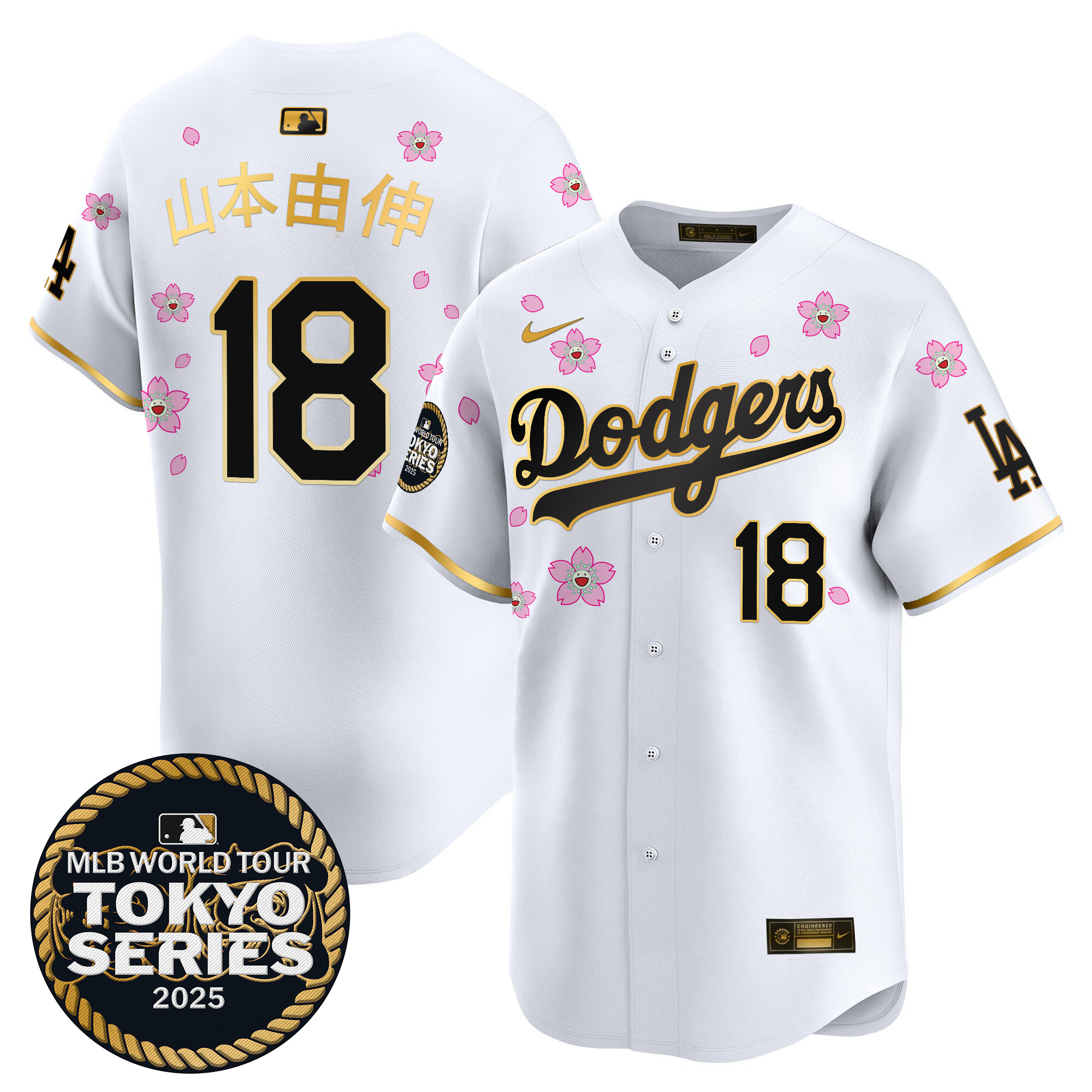 Men Los Angeles Dodgers #18 Yamamoto Tokyo Series  white Limited Stitched 2025 Jersey
